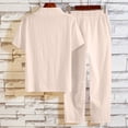 thumbnail image 5 of Bixock Plus Size Sweatsuit Outfits fot Men,2 Piece Set for Men Solid Color Linen Short Sleeve V Neck Button Shirt and Long Pants Summer Casual Vacation Set, 5 of 6