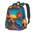 thumbnail image 1 of Disketp Colorful Textured Chihuahua Mochila Escolar de Gran Capacidad y Peso Ligero, Mochila de Viaje Ideal para Escuela, Trabajo y Uso Diario, Cómoda y con Estilo, 1 of 8