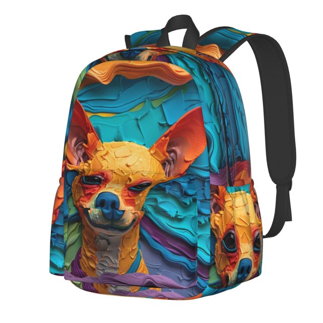 Disketp Colorful Textured Chihuahua Mochila Escolar de Gran Capacidad y Peso Ligero, Mochila de Viaje Ideal para Escuela, Trabajo y Uso Diario, Cómoda y con Estilo