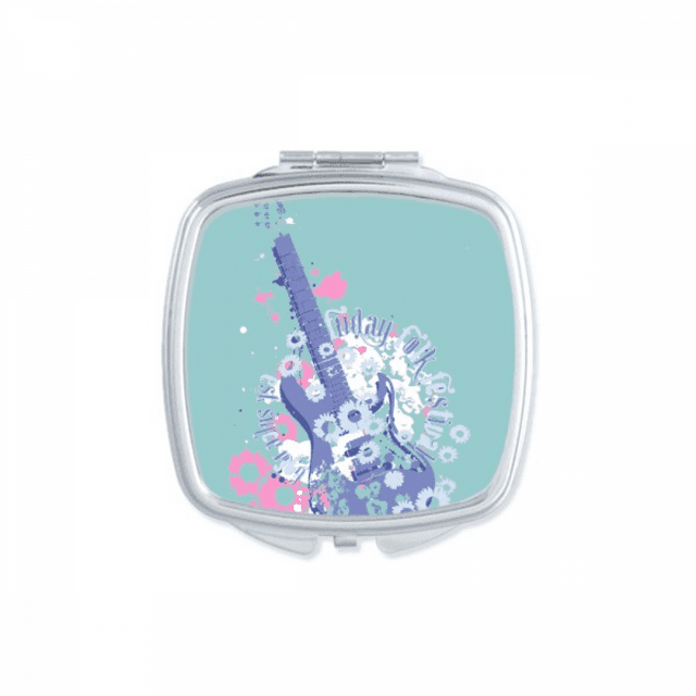 Guitare Musique Frais Modèle Illustré Carré Miroir Poche Compact Portable Maquillage Double Face Verre