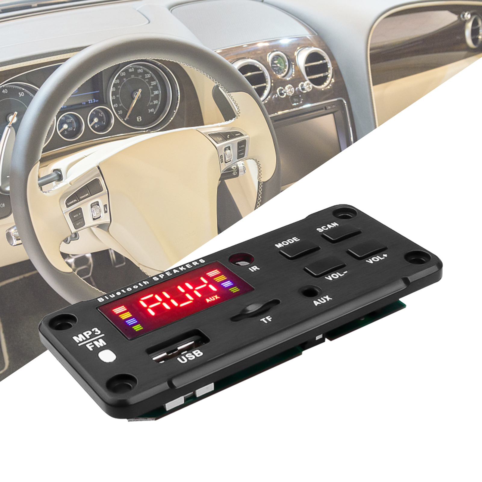 Besufy Bluetooth 5.0 MP3 Decoder Board FM Radio TF USB AUX Audio Module for Car Speaker - image 2 of 7