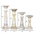 thumbnail image 4 of Handmade Mango Wood Eco-friendly Traditional White Wash Set Of Four 6",9",12" & 15" Pillar Candle Holder, 4 of 7