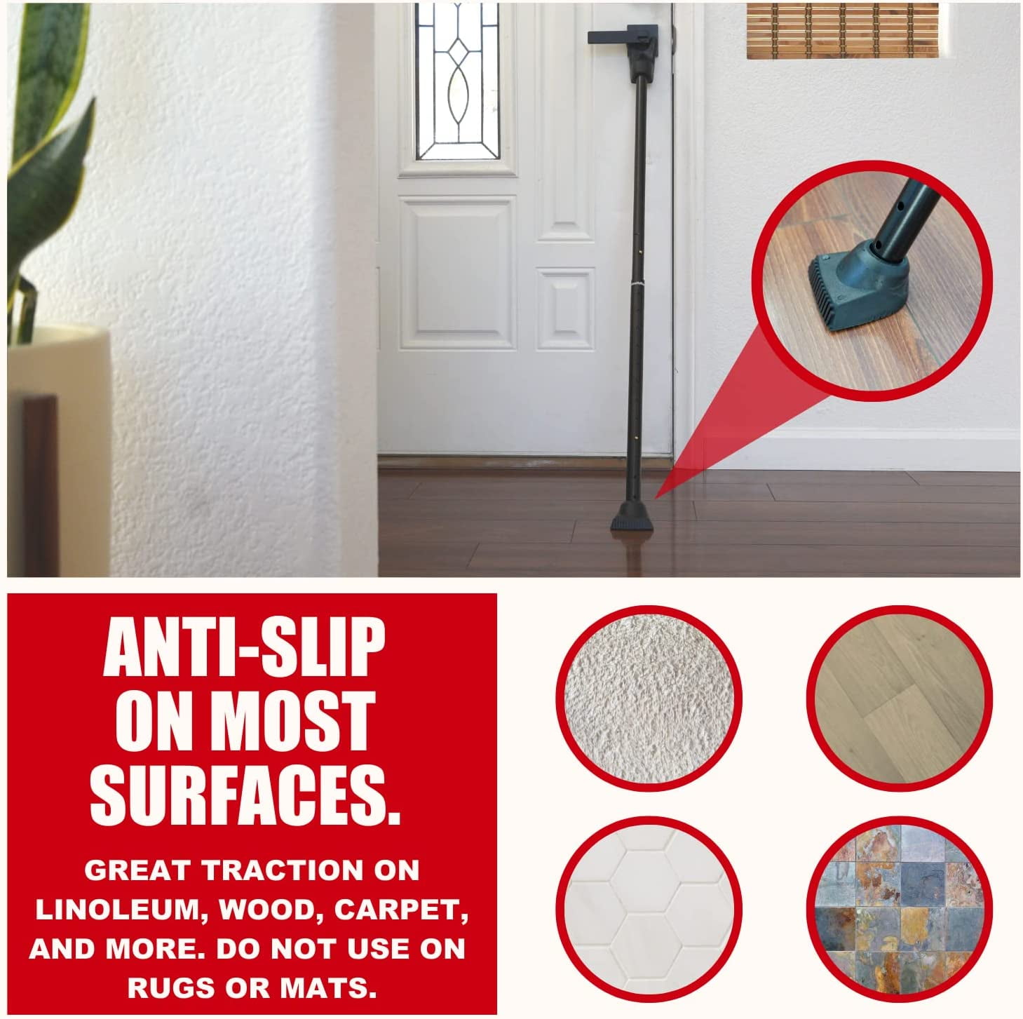 SecurityMan 2-in-1 Adjustable Door & Patio Bar, Heavy-Duty Iron Jammer for Hinged and Sliding Doors, Black