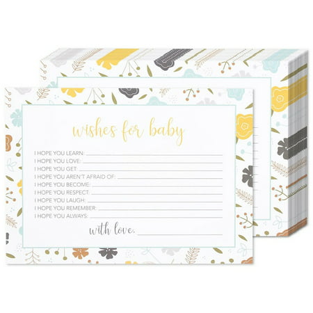 50 Sheets Baby Shower Well Wishes Party Games - for Boy or Girl Unisex Gender Neutral - for 50 Guest Activities Supplies - 5 x 7