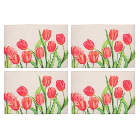 

4Pcs Flower Pattern Place Mats Decorative Tableware Mats Heat-resistant Placemats