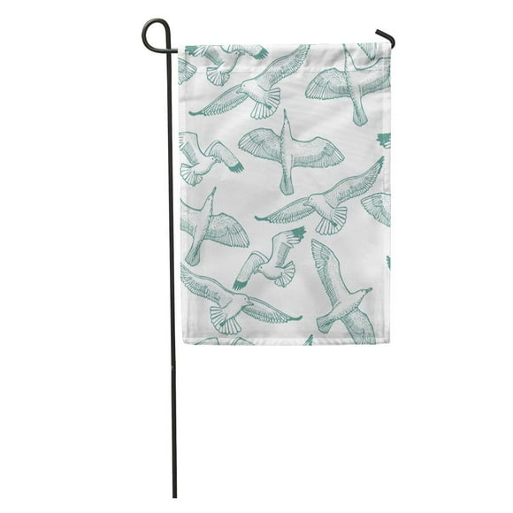 POGLIP Pattern Light Seagull Graphic Flying Birds Collection Computer Doodle Garden Flag Decorative Flag House Banner 12x18 inch