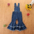 thumbnail image 4 of PINQI Baby Sports Leggings Baby Girls Denim Overalls Bell Bottom Kid Children Fashionable Flared Pants Jeans Toddler Elastic Leggings, 4 of 9