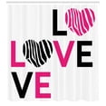thumbnail image 3 of Ambesonne Pink Zebra Shower Curtain, Zebra Stripes Hearts, 69"Wx70"L, Pink Black and White, 3 of 3