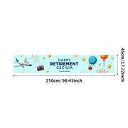 LUUFILx Personalized Retirement Themed Banner with Airplane Camera Balloon Elements Happy Retirement Decors Party Backdrop Photography Props for Retirement Parties Celebrations Gatherings