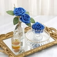 thumbnail image 4 of Artificial Foam Rose Flowers, 25 Pcs Fake Roses DIY Bouquets Boutonnieres with Leaves and Stems for Wedding Bridal Shower Banquet Party Centerpieces Decor (Navy Blue), 4 of 6