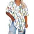 thumbnail image 2 of Womens Tops under $5 Plus-Size Short Sleeved V-Neck Printing Base Shirt White XXXXXL, 2 of 5