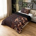 thumbnail image 2 of Manfei Minimalst Leopard Print Camo Twin Comforter Sets, Contemporary Art Animal Print Bedding Set, Chocolate Brown, Black Reversible, 2pcs, 1 Comforter and 1 Pillowcase, 2 of 7