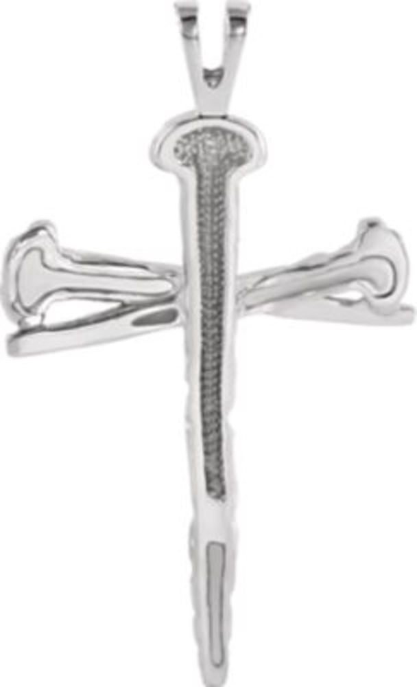 Nail Design Cross Pendant in 14k White Gold