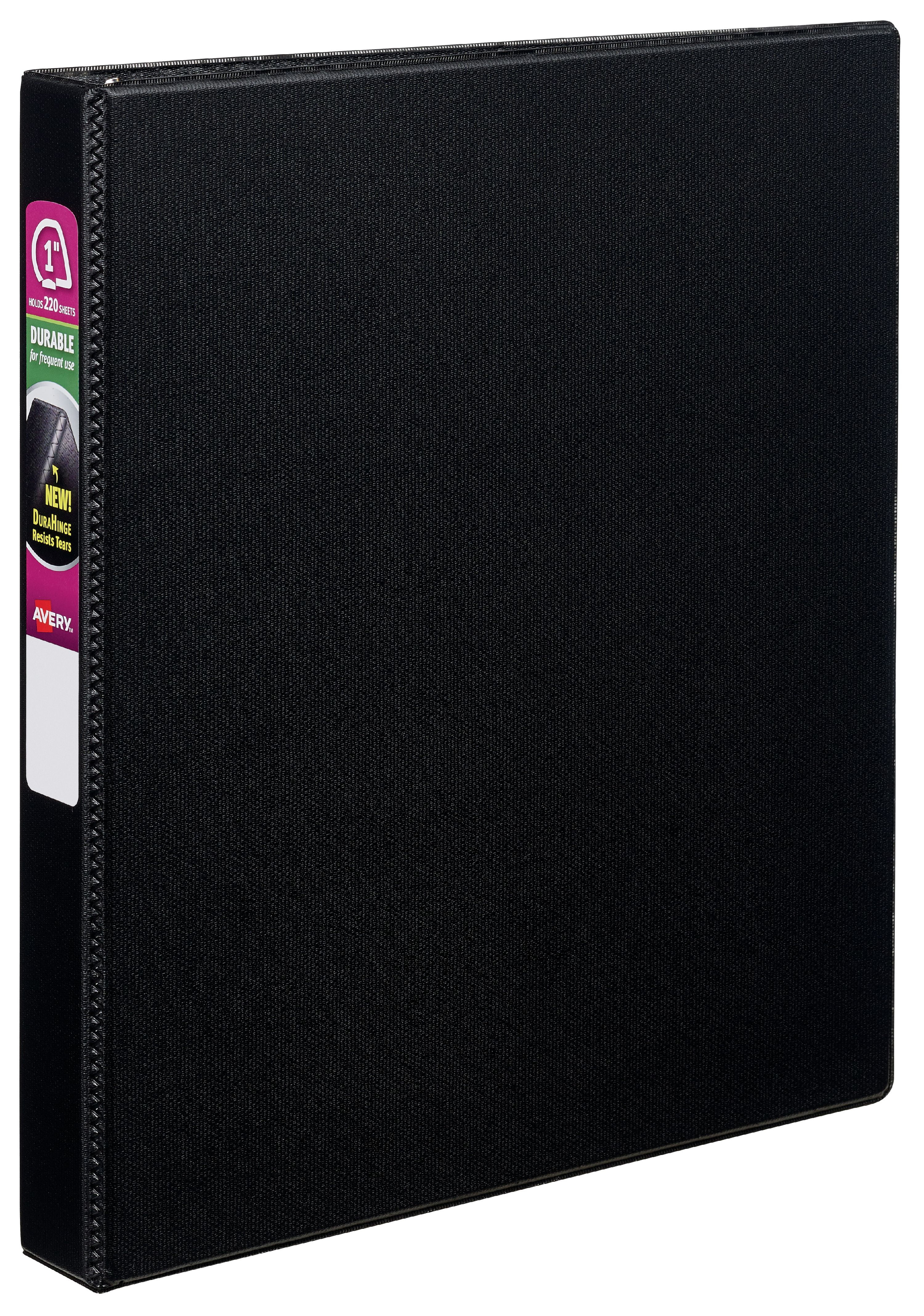 Avery Durable Binder, 1' Slant Rings, 220-Sheet Capacity, DuraHinge, Black (27250)