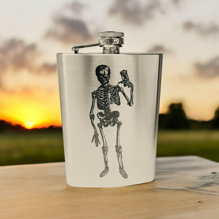 8oz Skeleton time is running out Stainless Steel Flask 8oz Skeleton time is running out Stainless Steel Flask
