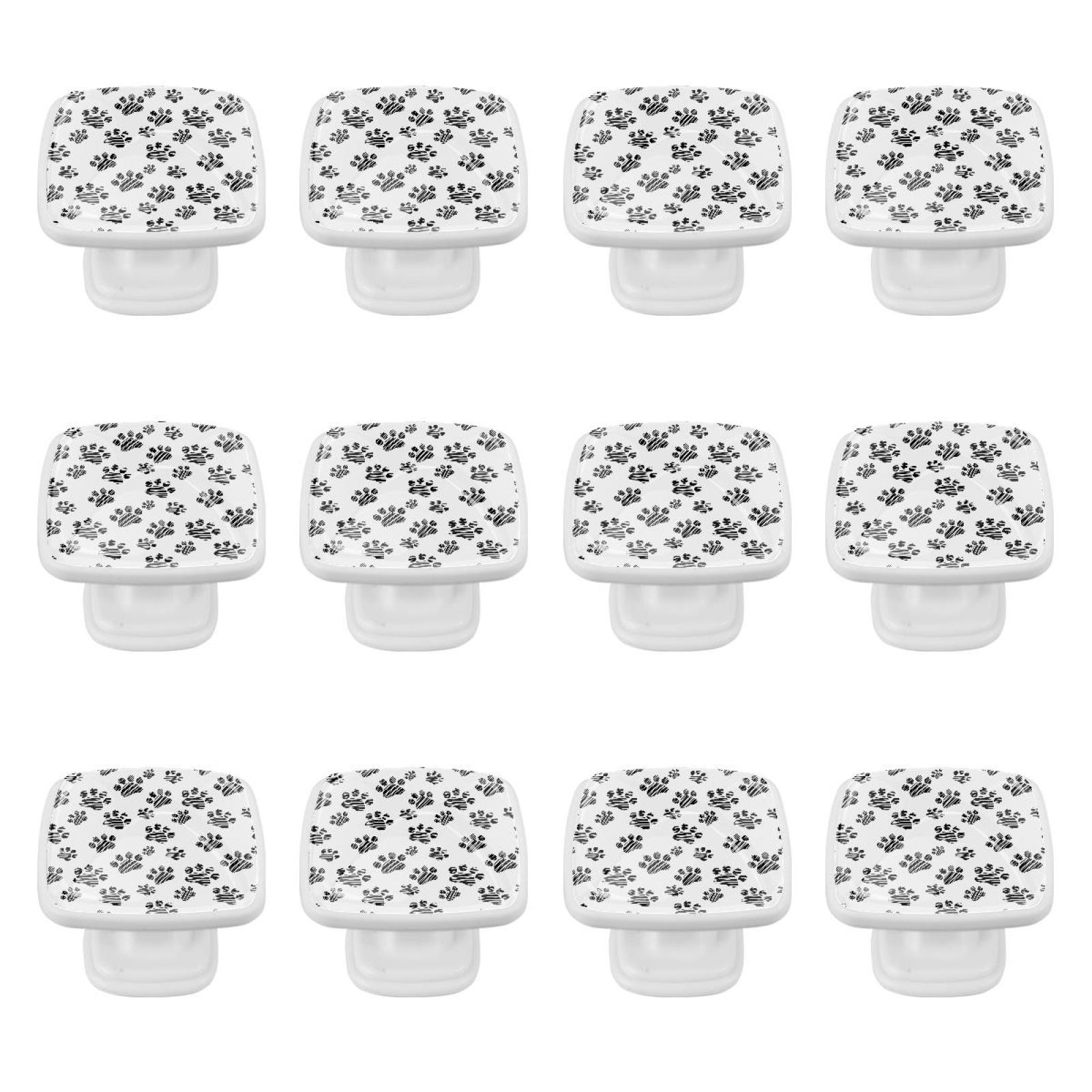 12 Pieces Drawer Pulls Handle Square Wardrobe Paw Knobs with