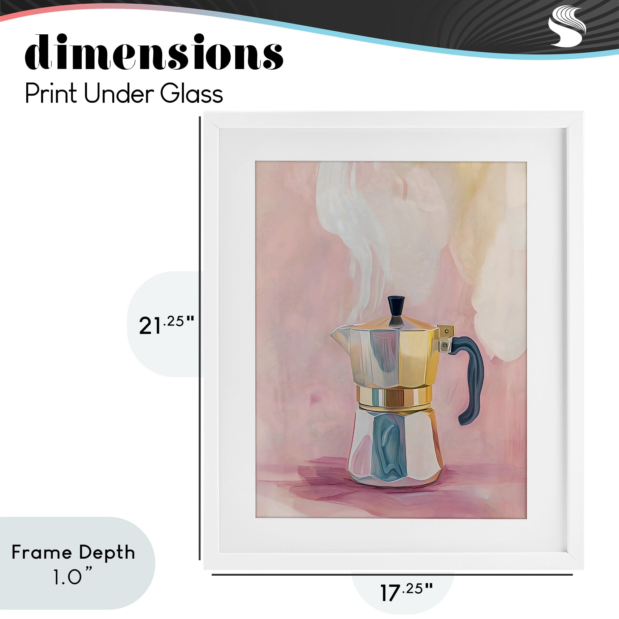 Stupell Industries Vintage Coffee Maker on Pink White Framed Print Under Glass, design by The Prints Vibe
