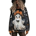 thumbnail image 2 of Yteetum Women's Halloween Sweatshirts Oversize Fleece Cute Ghost Graphic Print Crewneck Pullover Sweatshirts Tops Womens Casual Round Neck Loose Sports Long Sleeve Hoodless Sweatshirts Fall Clothes, 2 of 9