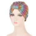 thumbnail image 2 of IROINNID Women's Solid Indian Muslim Ruffle Head Scarf Wraps Turbans Beanie Cap Head-wraps,Multicolor, 2 of 2