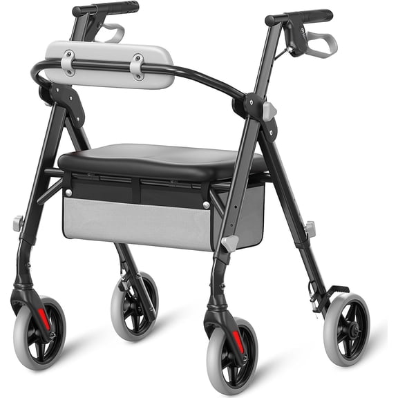Z11 Rollator Walker for Seniors with Seat, 380 LBS