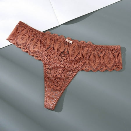 

nsendm Womens Lace Breathable Lace Hollow Out And Raise The Pure Brief Panties Womens Underwear Pack Underpants Brown Small