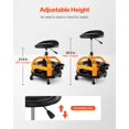thumbnail image 2 of Vevor Taburete Mecánico Con Bandejas De Almacenamiento Dobles, Taburete Con Ruedas Y Taburete De Garaje Con Altura Ajustable De 23,6 A 29,5 Pulgadas, Cojín Suave Impermeable, Ruedas Giratorias 360, Ca, 2 of 5