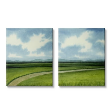 Stupell Industries Rural Cloudy Countryside Green Fields Design, 24 x 30, Design by Grace Popp