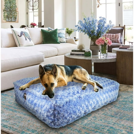 Bessie and Barnie Blue Sky Luxury Extra Plush Faux Fur Rectangle Pet/Dog Bed