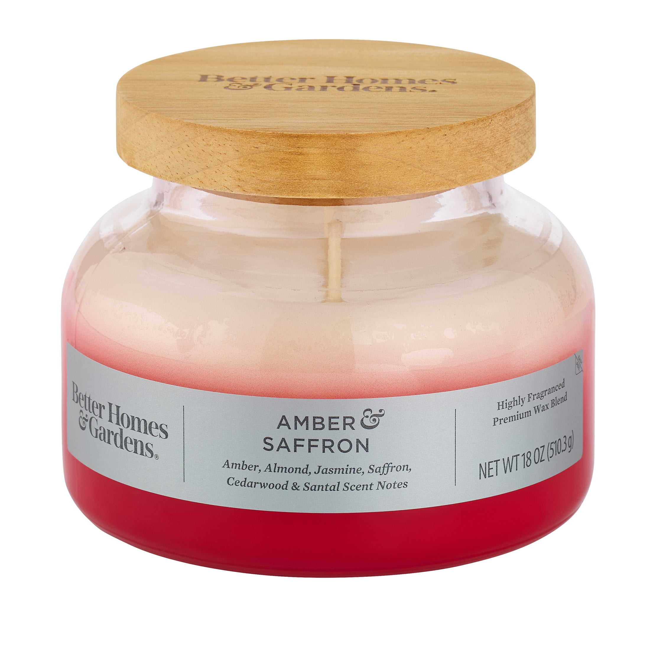 (4 pack) Better Homes & Gardens Amber & Saffron Scented 2-Wick 18oz Ombre Bell Jar Candle