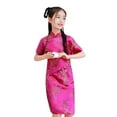 thumbnail image 2 of TBWNWG Girls Dress for Girls Qipao Outfit with Floral Short Sleeve Cheongsam Party Dress for Birthday Baby Girls Fashionable Partywear, 2 of 3