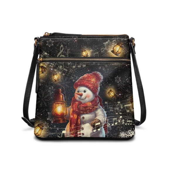 HELLHERO Christmas Printed Crossbody Bag Hobo Handbags Cute Crossbody Purses for Women, Water Resistant PU Leather Sling Bag Shoulder Purse for Daily Commute