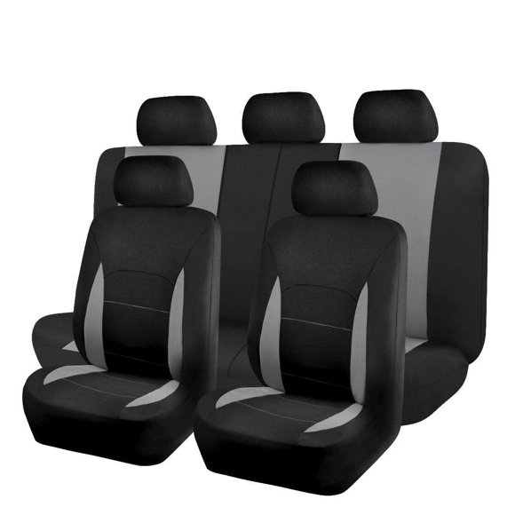 Flying Banner Car Seat Covers Front Seats Rear Bench Polyester car seat Protectors Easy installations Rear Bench Split Classic Man Lady Truck (Full Set - Low Back, Black Gray)