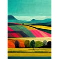 thumbnail image 1 of Colourful Bright Countryside Fields Landscape Painting Unframed Wall Art Print Poster Home Decor Premium, 1 of 4