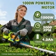 thumbnail image 4 of 22" Cordless Hedge Trimmer, 21V Dual Action Blade Electric Bush Shrub Trimmer, 4.0Ah Battery & Charger, Green, 4 of 11