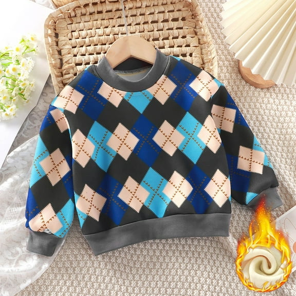 MKOSPLRT Checkered Sweatshirts for Kid Long Sleeve Soft Pullover Crwe Neck Loose Sweat Shirts Fashion Color Block Sweatshirts for Boy or Girl 2-14