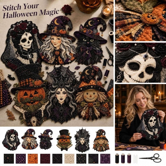 Kiddiway DIY Patchwork Fabric Kit Set - Complete Craft Kit for Arts and Crafts, Halloween Character Sewing Project, Home Decor Fabric Art, Creative Gift for Adults