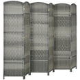 HOMCOM 6 Panel Room Divider Hand-Woven Freestanding Partition, Mixed ...