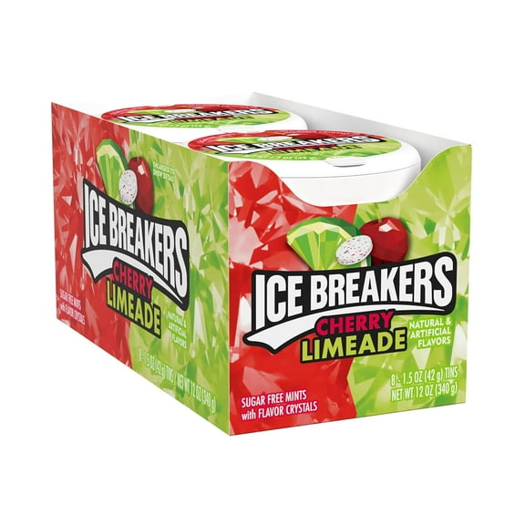 ICE BREAKERS Cherry Limeade Sugar Free Mints Tin, 1.5 oz (Pack of 8)
