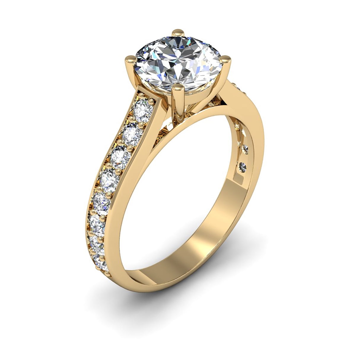 SuperJeweler 2 Carat Round Shape Moissanite Engagement Ring In 14 Karat Yellow Gold For Women
