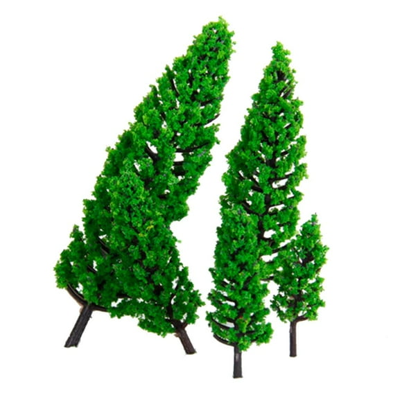 KLKCMS 10pcs 1.9 - 6.3 inch Green Train Scenery Landscape Building Table Model Trees