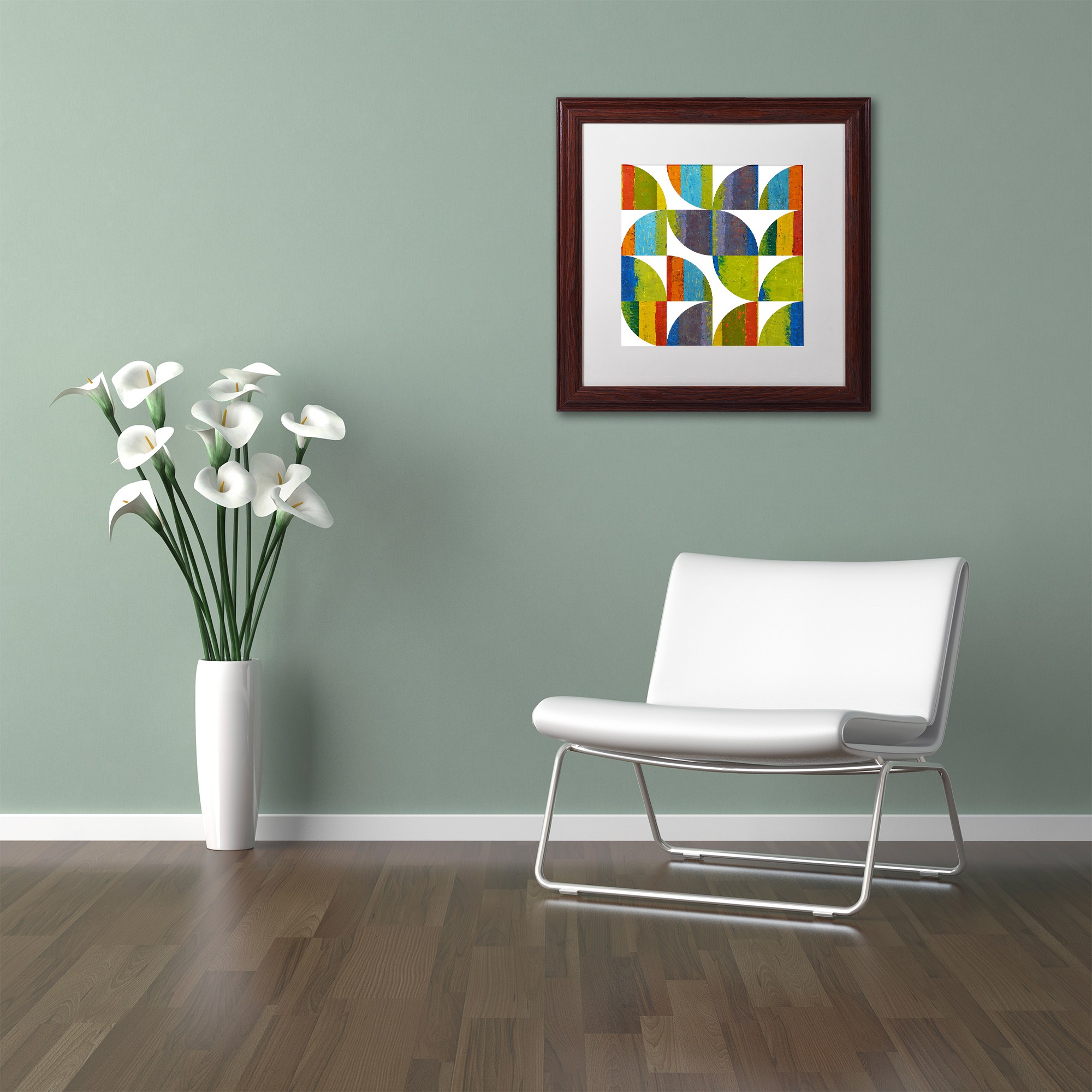 Trademark Fine Art "Quarter Rounds 3.0" Canvas Art by Michelle Calkins, White Matte, Wood Frame