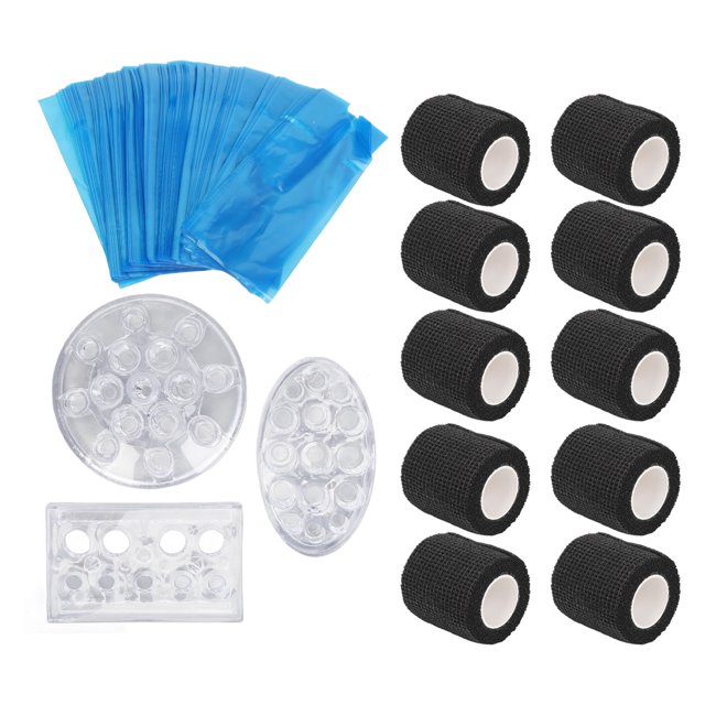 Vendaje Para Máquina De Tatuaje, Cinta De Agarre Elástica, Juego De Funda Para Bolsa De Pluma De Tatuaje Con Soporte Para Vaso De Tinta, Herramienta Práctica Para Artista De
