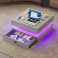 thumbnail image 5 of LED Coffee Table for Living Room,2-Tier Square Center Table with Storage Drawers,31inch Wooden Contemporary MidCentury Wood Table with 24-Color Plug-in LED Light for Home Office Waiting Room, 5 of 7