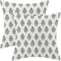 Boho Floral Pillow Covers 18 x 18 Inch, Purple Sage Green Vintage Flower Decor Throw Pillows for Couch Bed, Spring Summer Outdoor Farmhouse Decorative Pillowcase Linen Cushion Cover Set of 2