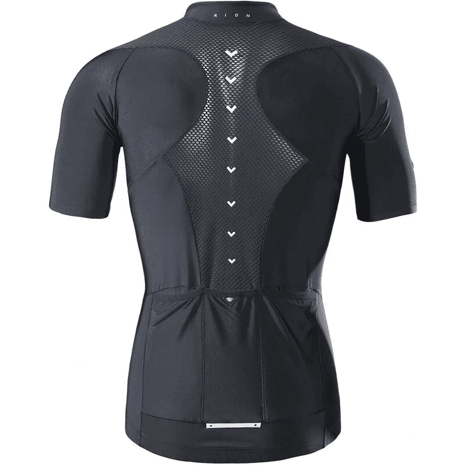 RION Men s Black Reflective Cycling Bike Jersey Short Sleeve with 3 Rear Pockets Moisture Wicking Breathable Quick Dry Biking Shirt Walmart