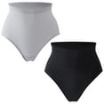 thumbnail image 2 of RKZDSR Women's 2PC Panties High Waist Tightening Underwear for Women Solid Color Breathable Body Shaping Briefs Tummy Control, Warm Belly Hip Lift Thin Waist Panties Gray+Black XL, 2 of 9