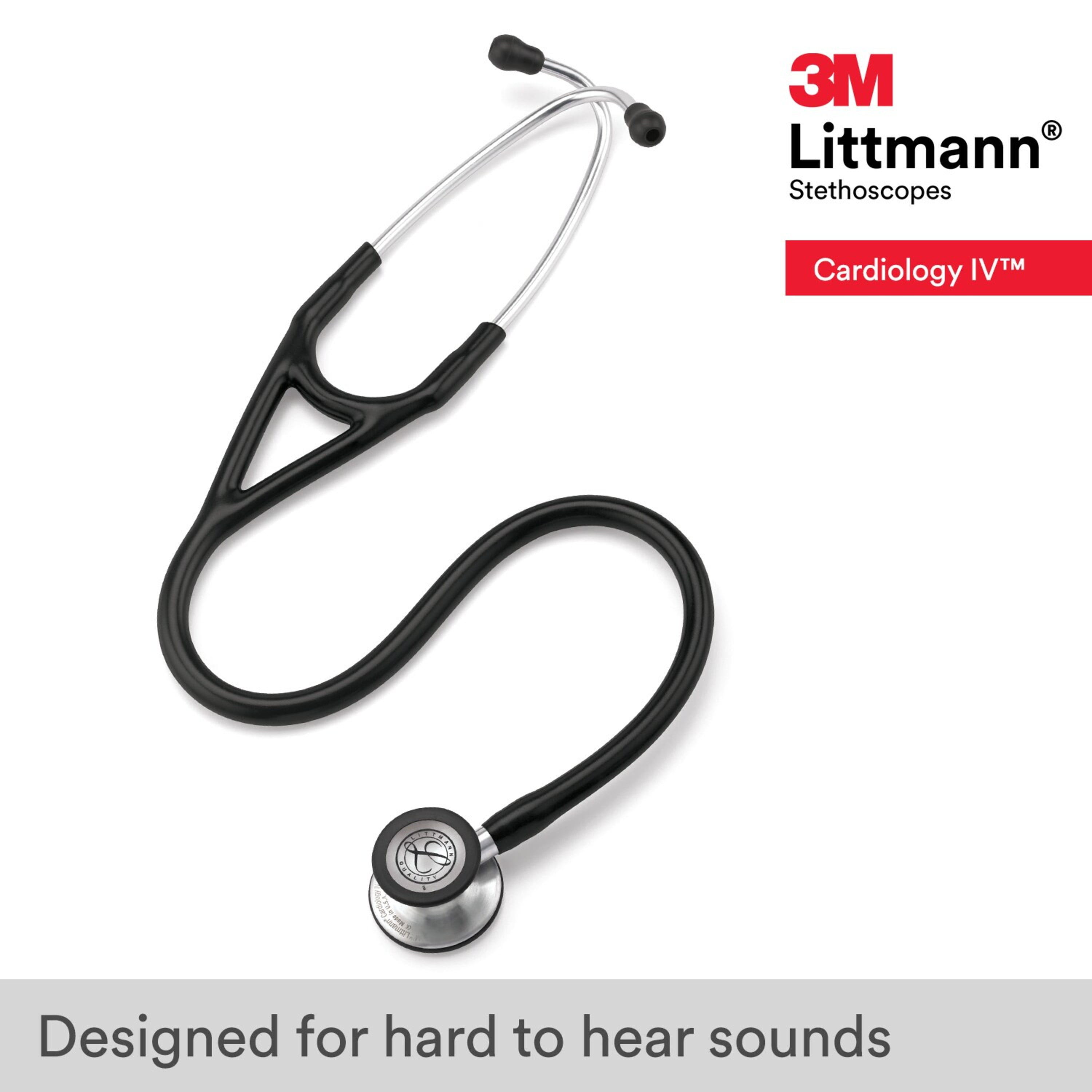 3M Littmann Cardiology IV Stethoscope, Stainless Steel Chestpiece, Black Tube, 6151