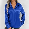 thumbnail image 7 of Lenpel Satin Blouses for Women Dressy Casual Long Sleeve V Neck Collared Button down Shirts Business Work Tops, 7 of 7