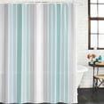 thumbnail image 3 of Aqua Gray Stripes Waterproof Fabric Shower Curtain,Minimalist Gradient Lines Aesthetic Waterproof Fabric Shower Curtain for Bathroom Curtains Bathtubs Shower Curtains with 12 Hooks Stall 48x72in, 3 of 8
