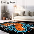 thumbnail image 2 of ODIKA 5'x7' Machine Washable Non-Slip Area Rug, Tropical Predator Splash Bathroom Enhancement High Traffic Rug, Orange, 680745, 2 of 7